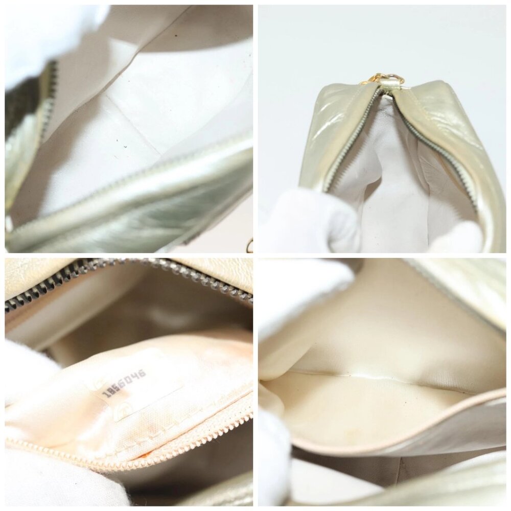 CHANEL Matelasse Chain Shoulder Bag Lamb Skin Champagne Gold CC Auth 138978 - Picture 15 of 16